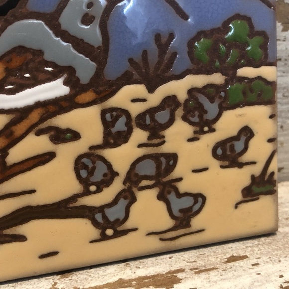 Vintage 1990s Ceramic Hand-Glazed Quails in Desert Tile by Leone Kuhne - Picture 4 of 5
